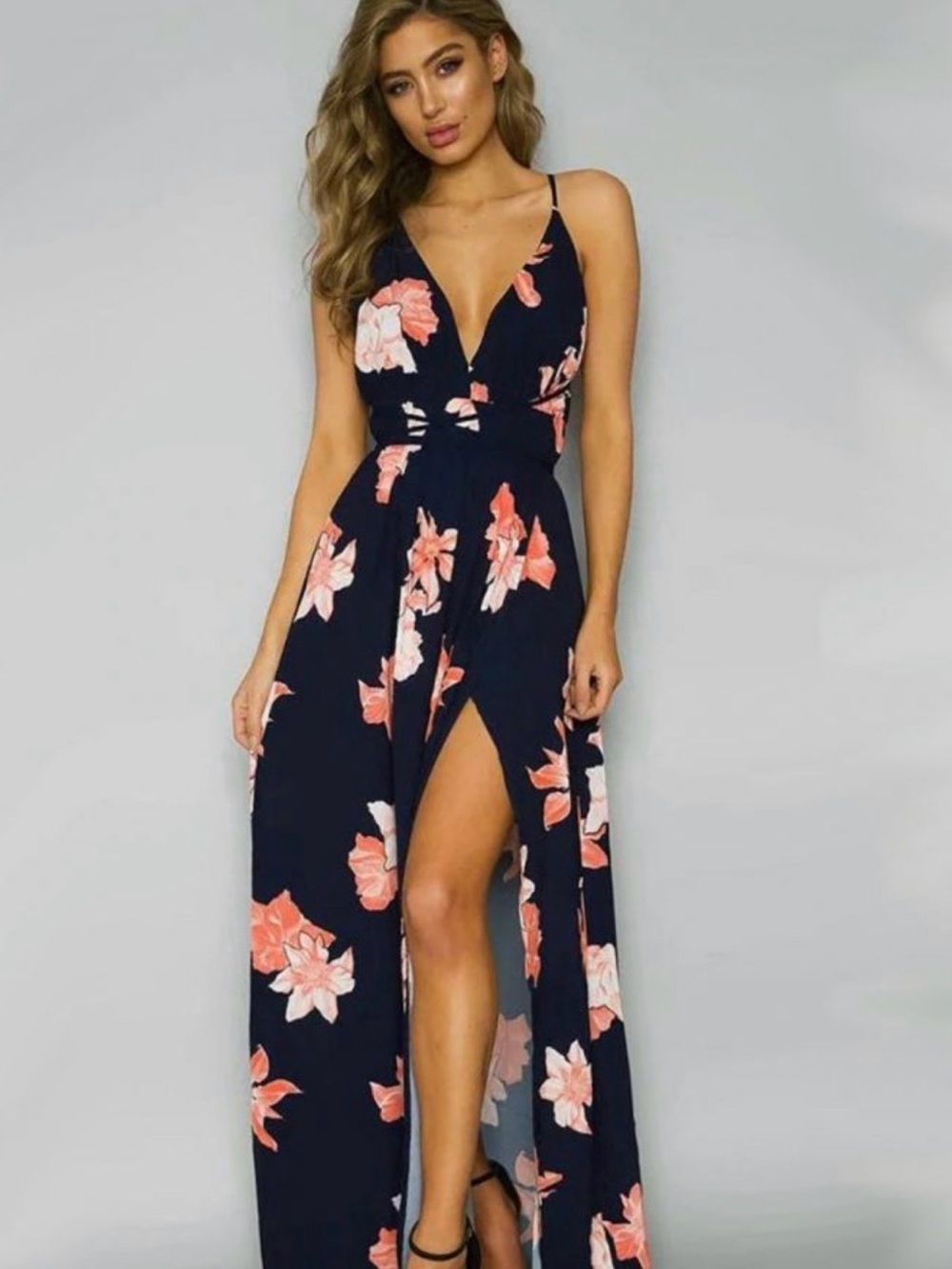 BOHO online boutique SULTRY SUMMER MAXI DRESS ~ NAVY ties multiple ways